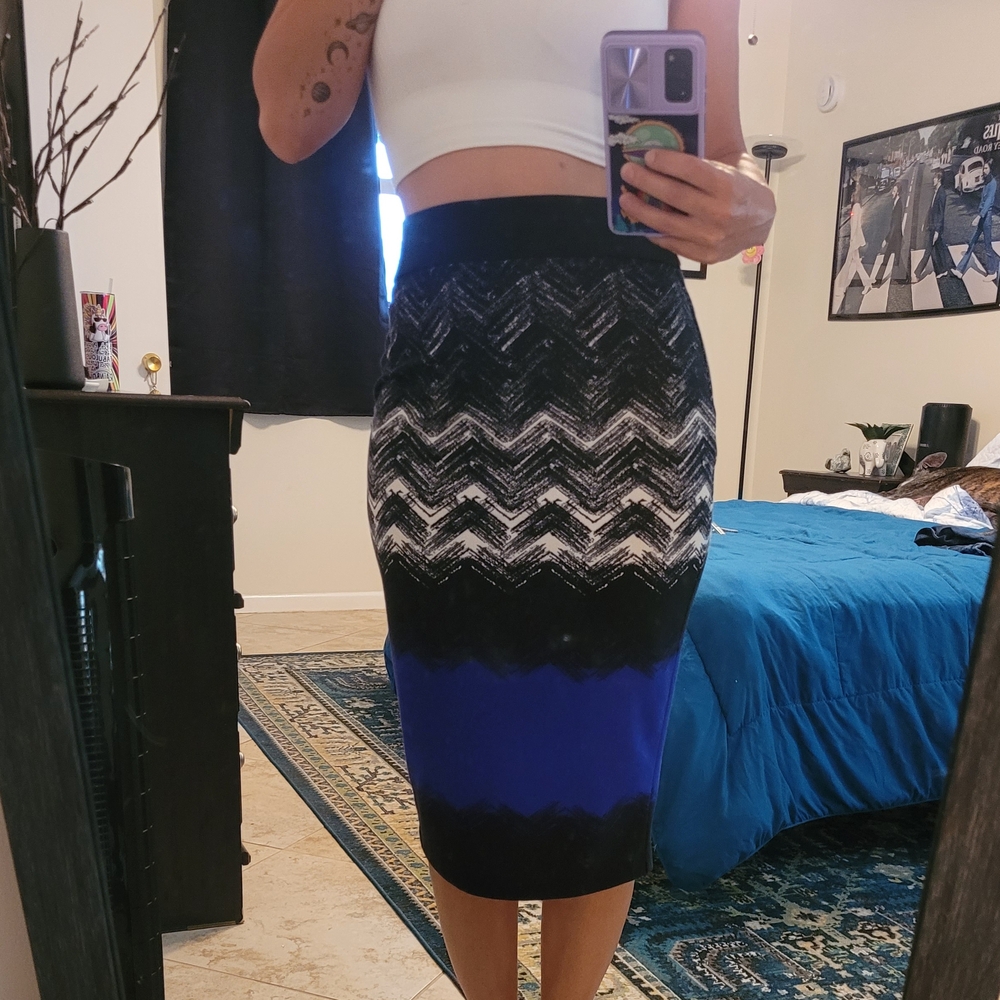 Black and Blue Bebe Pensil Skirt